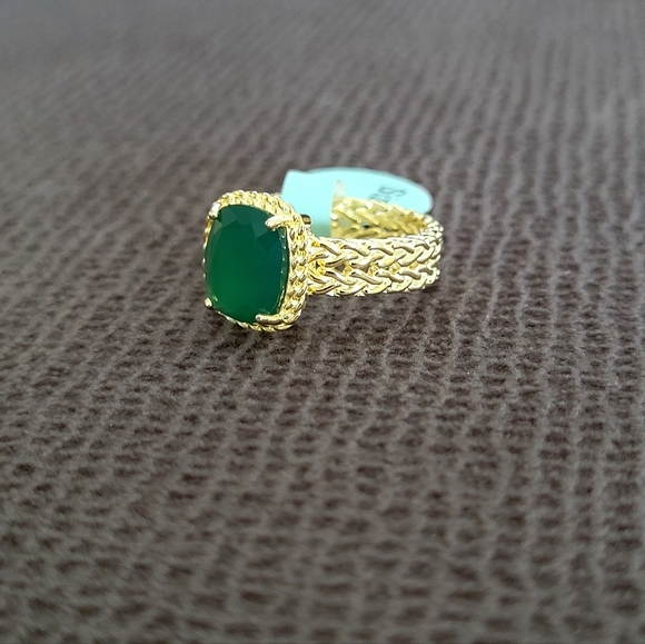 ✨️HP✨️ Gemolio Faceted Deep Green💚 Chalcedony Ring💍 - NWT - Picture 4 of 16